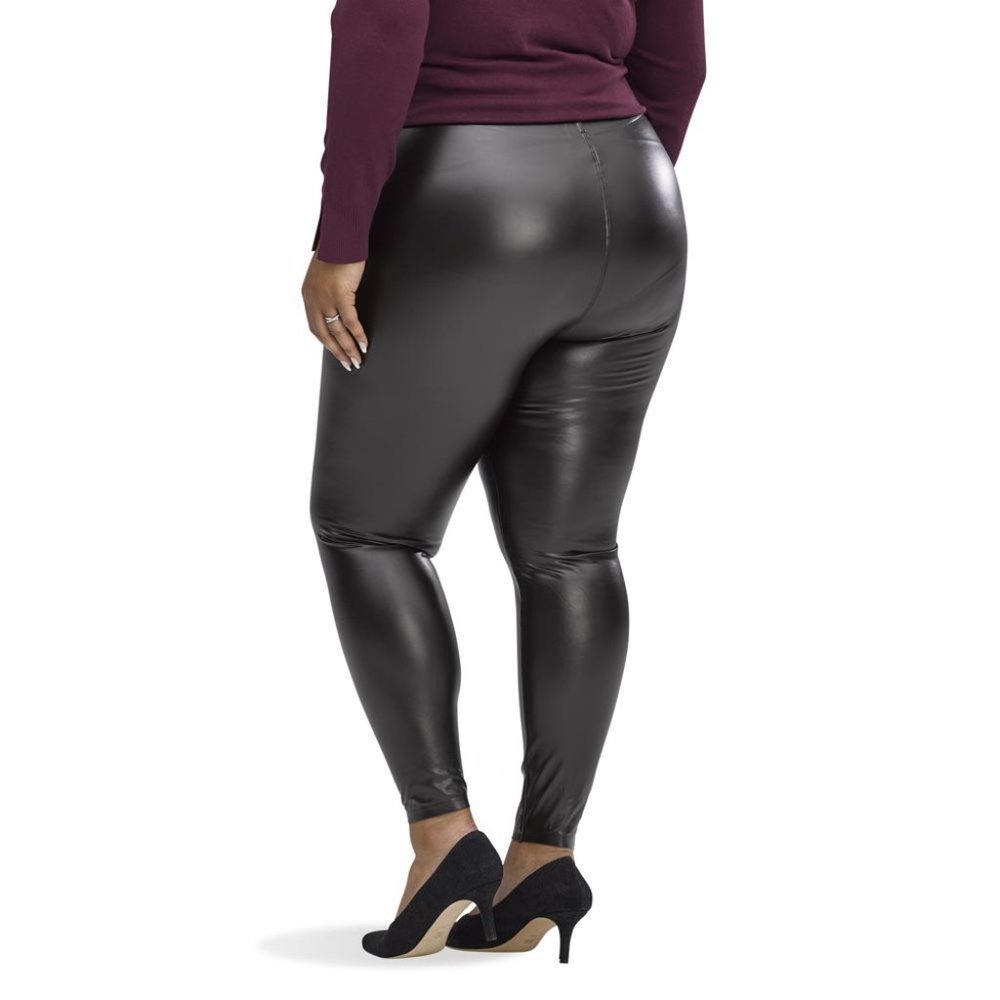 HUE Leatherette Hi Rise Leggings Espresso Brown - Picture 4 of 5